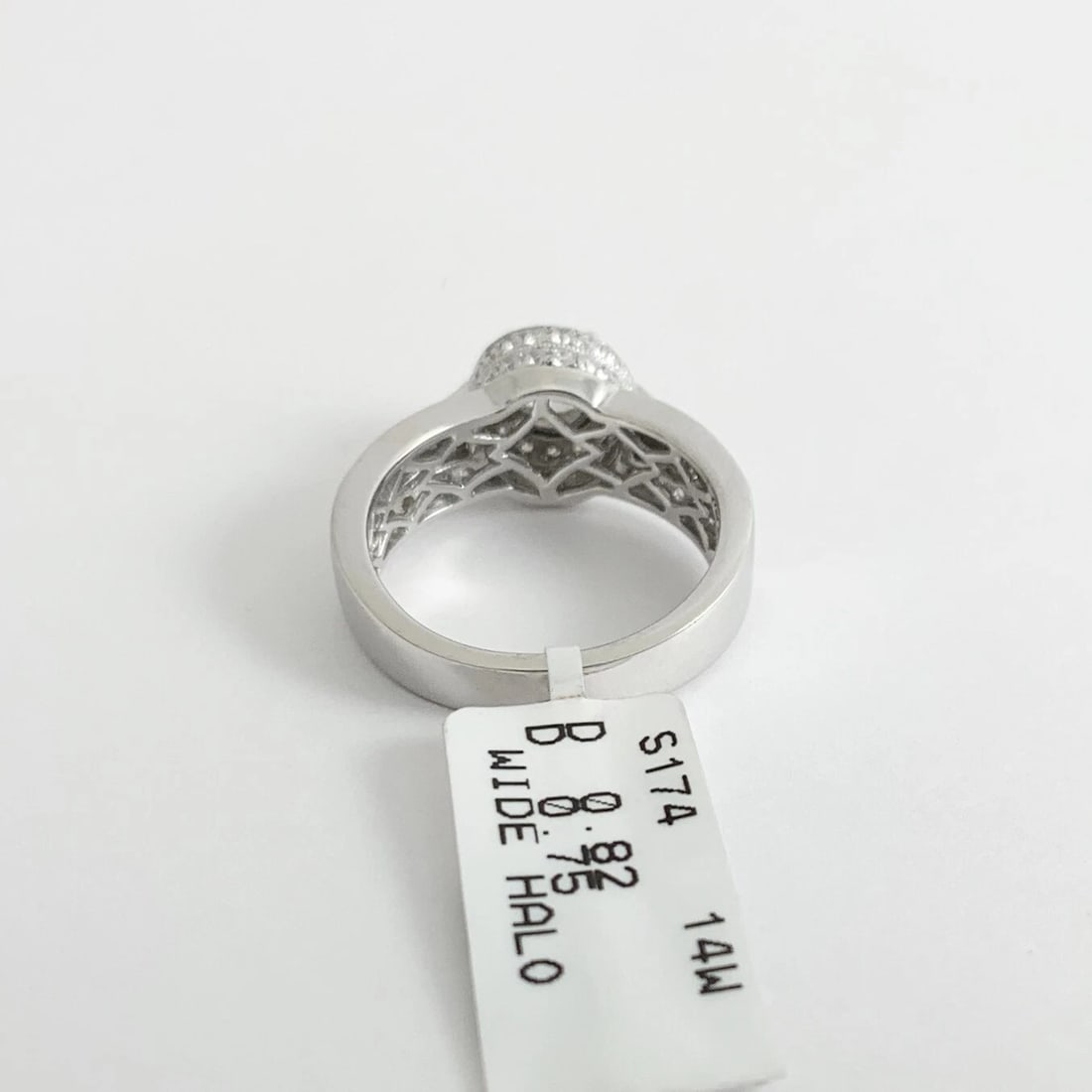 Round 3-Row Wide Halo Diamond Engagement Ring 14K White Gold 1.57 CTW - 9