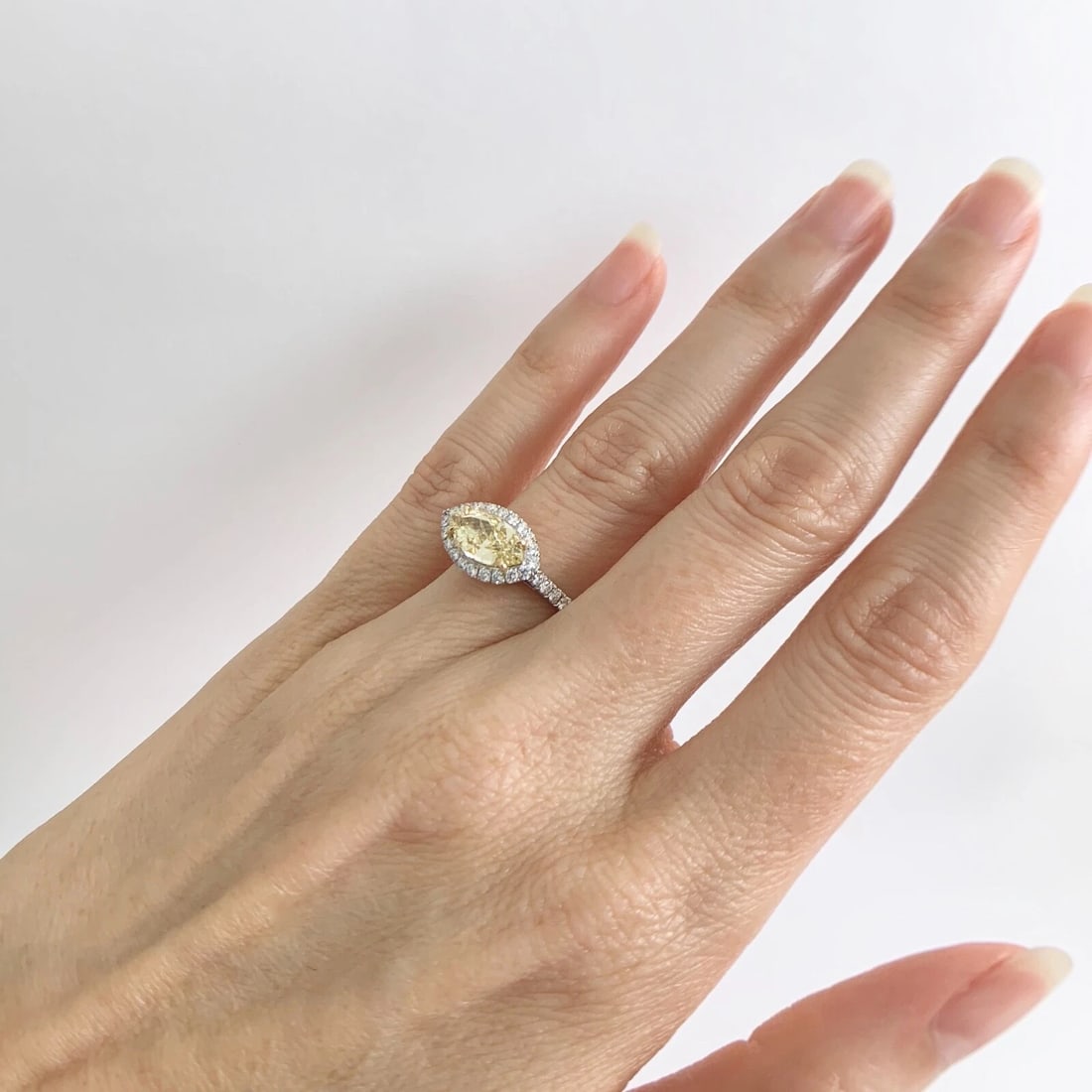 GIA Fancy Yellow Marquise Diamond Halo Engagement Ring Platinum 1.99 CTW - 4