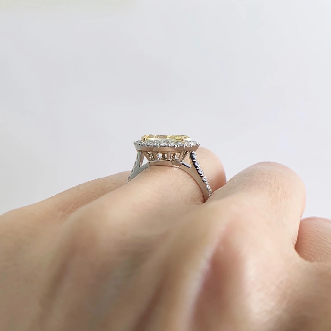 GIA Fancy Yellow Marquise Diamond Halo Engagement Ring Platinum 1.99 CTW - 5