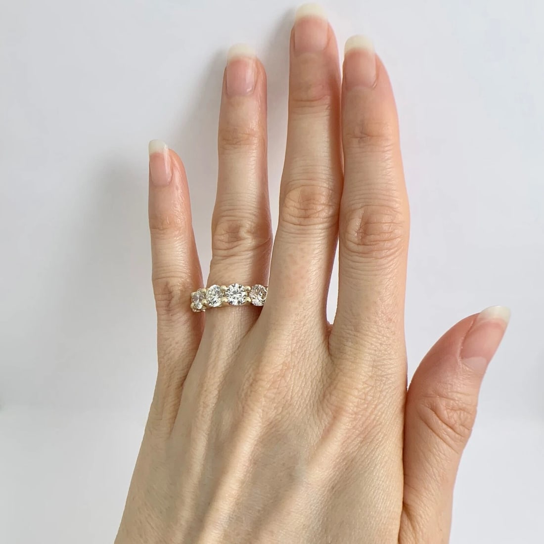 5-Stone Round Diamond Wedding Band Ring 14K Yellow Gold, 3.05 CTW - 3