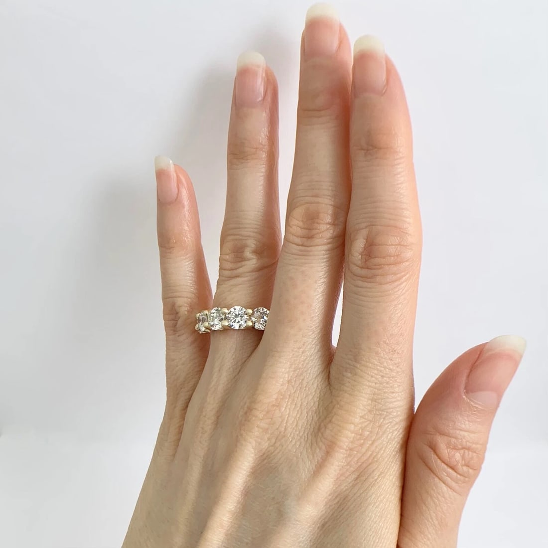 5-Stone Round Diamond Wedding Band Ring 14K Yellow Gold, 3.05 CTW - 4