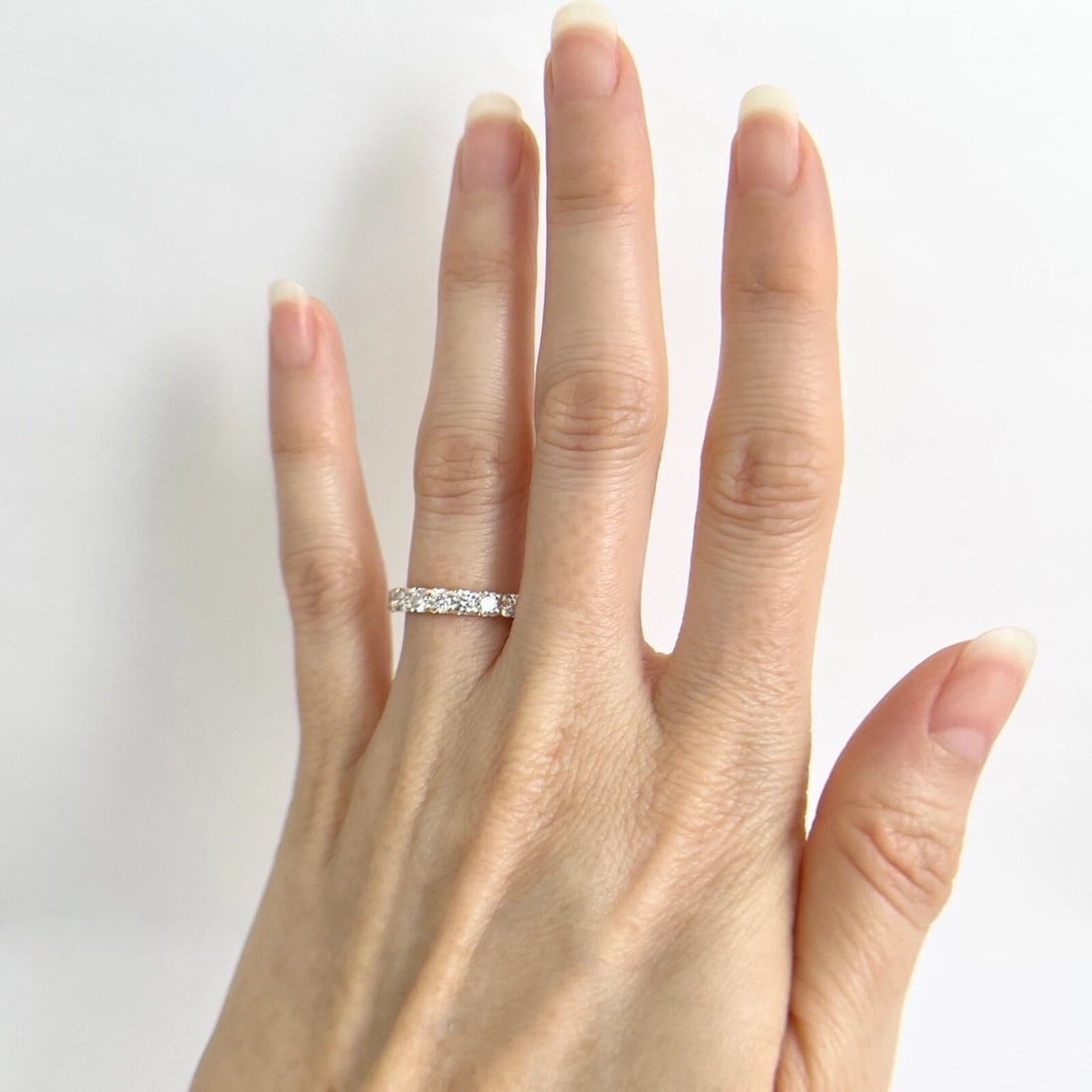 9-Stone Round Diamond Wedding Band Ring Wedding 14K Yellow Gold Size 5.5, .86 TW - 2