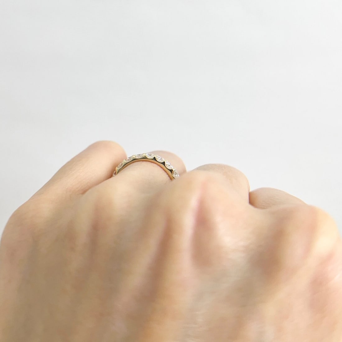 9-Stone Round Diamond Wedding Band Ring Wedding 14K Yellow Gold Size 5.5, .86 TW - 6