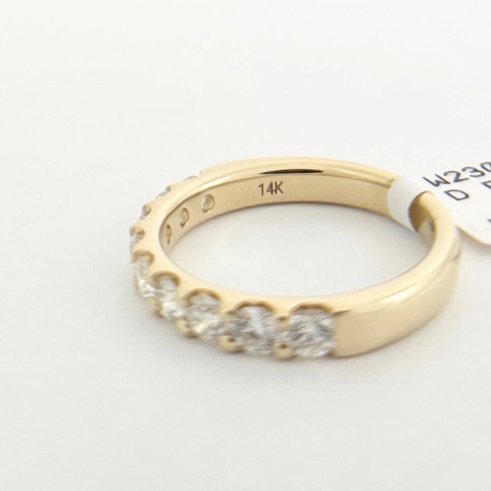 9-Stone Round Diamond Wedding Band Ring Wedding 14K Yellow Gold Size 5.5, .86 TW - 8