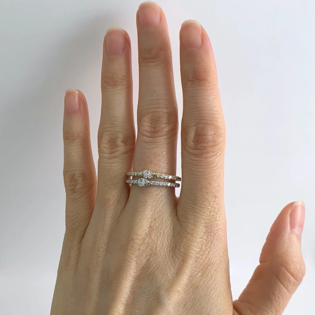 Marquise Diamond Statement Wedding Band Ring 14K White Gold, .40 CTW, 2.26 Grams - 6