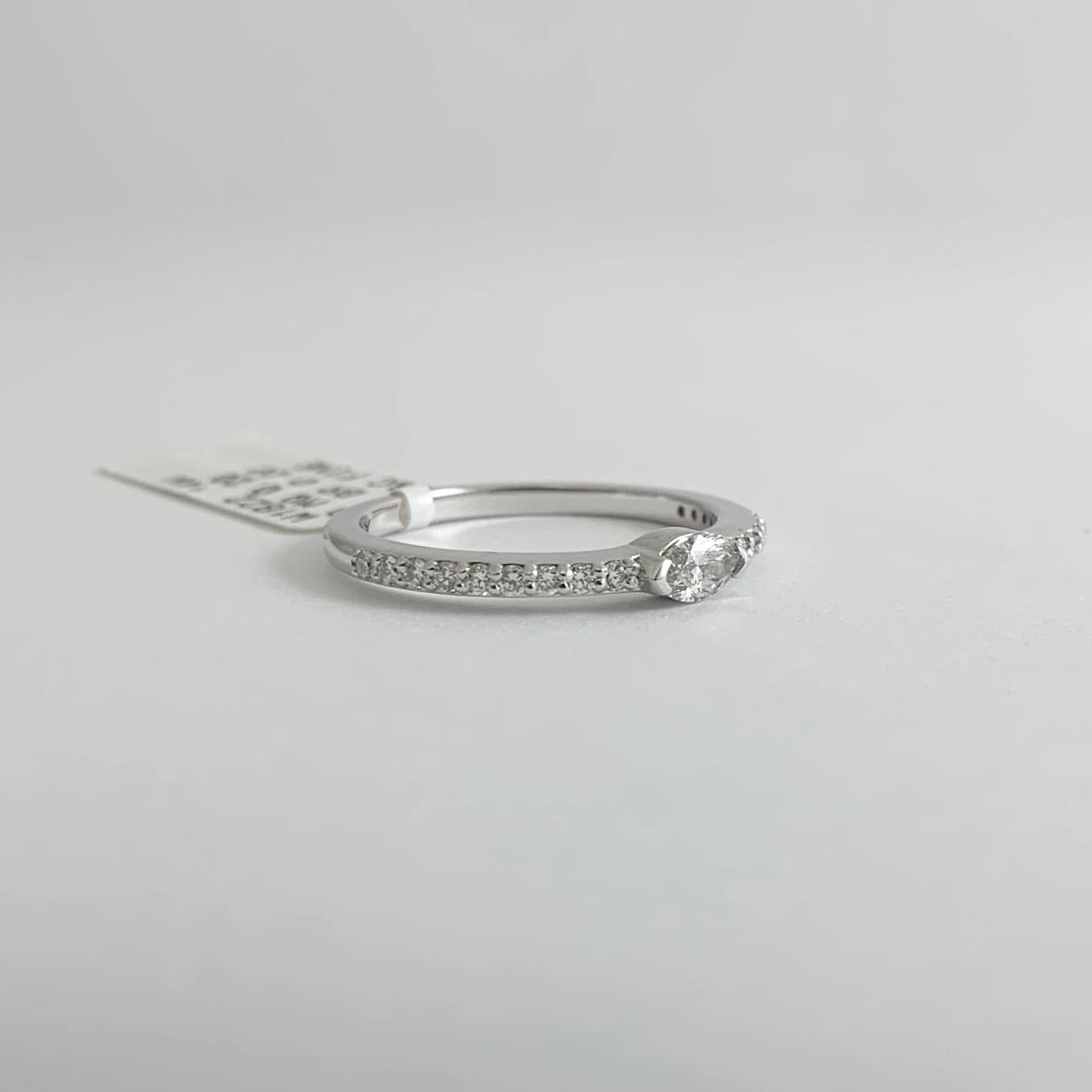 Marquise Diamond Statement Wedding Band Ring 14K White Gold, .40 CTW, 2.26 Grams - 9