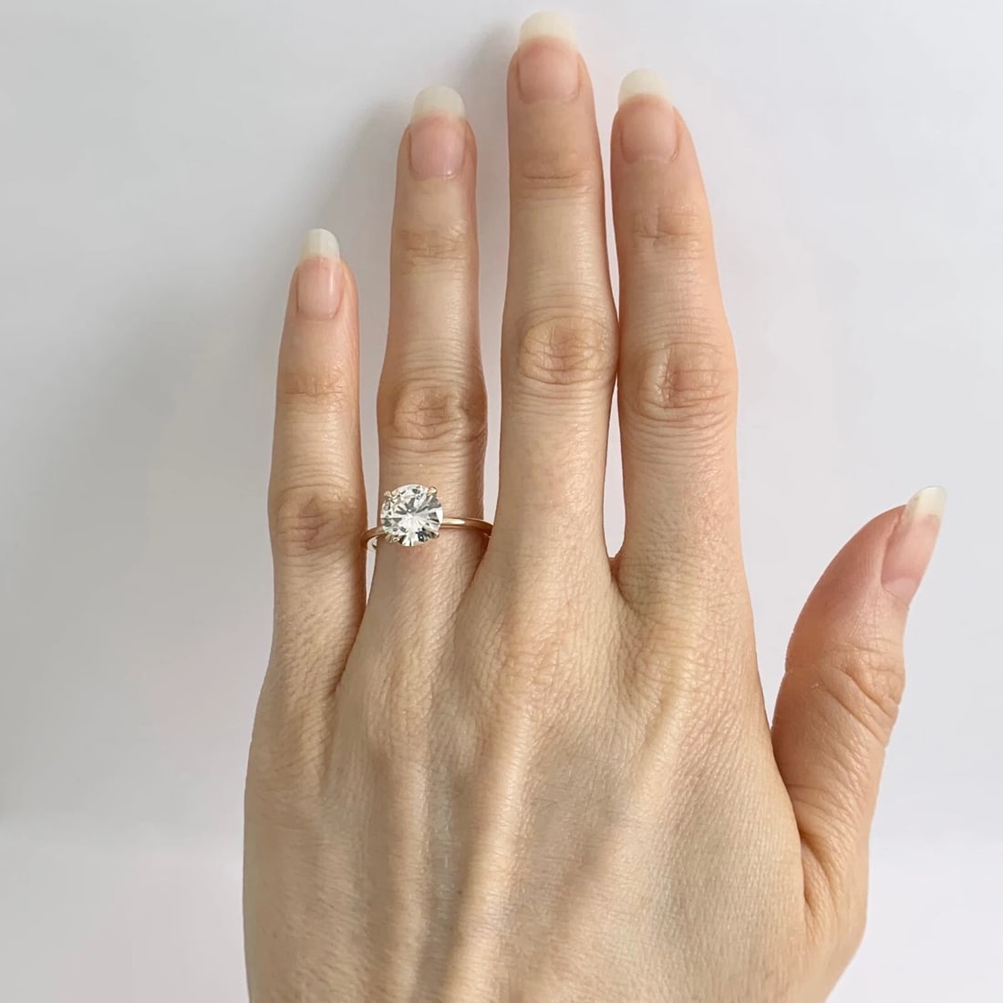 Round Solitaire Diamond Engagement Ring Thin Band 14K Yellow Gold 1.83 CT - 2