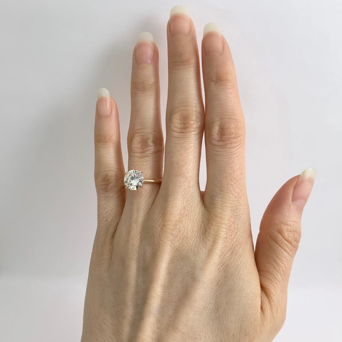 Round Solitaire Diamond Engagement Ring Thin Band 14K Yellow Gold 1.83 CT - 3