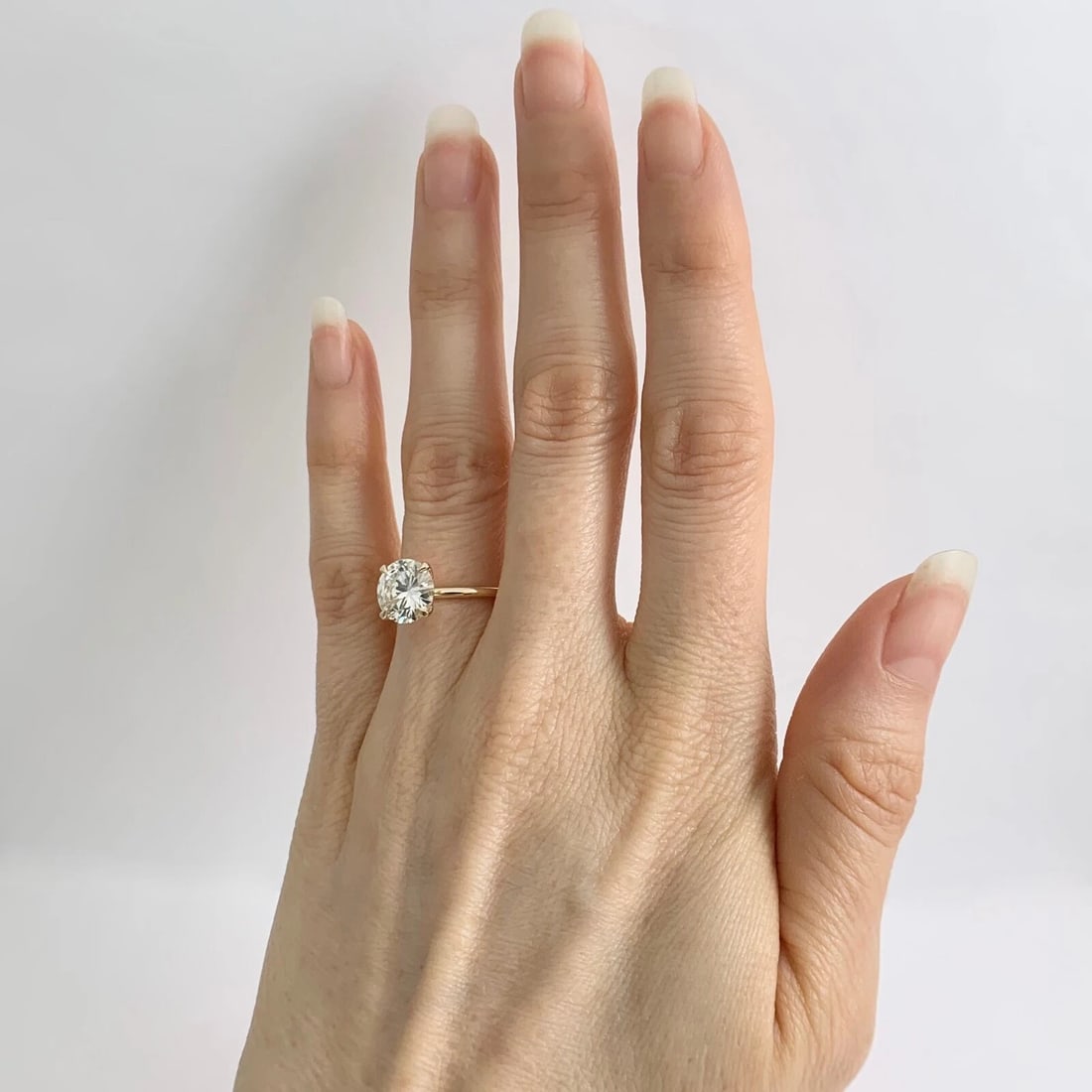 Round Solitaire Diamond Engagement Ring Thin Band 14K Yellow Gold 1.83 CT - 4