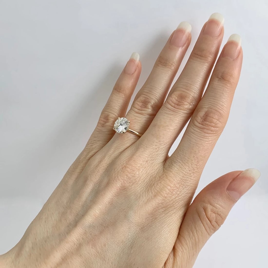 Round Solitaire Diamond Engagement Ring Thin Band 14K Yellow Gold 1.83 CT - 5