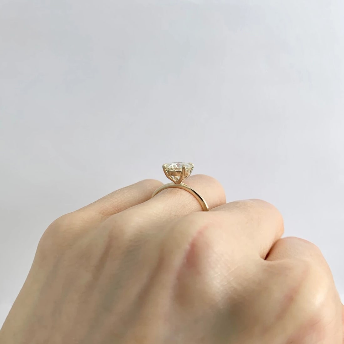 Round Solitaire Diamond Engagement Ring Thin Band 14K Yellow Gold 1.83 CT - 6