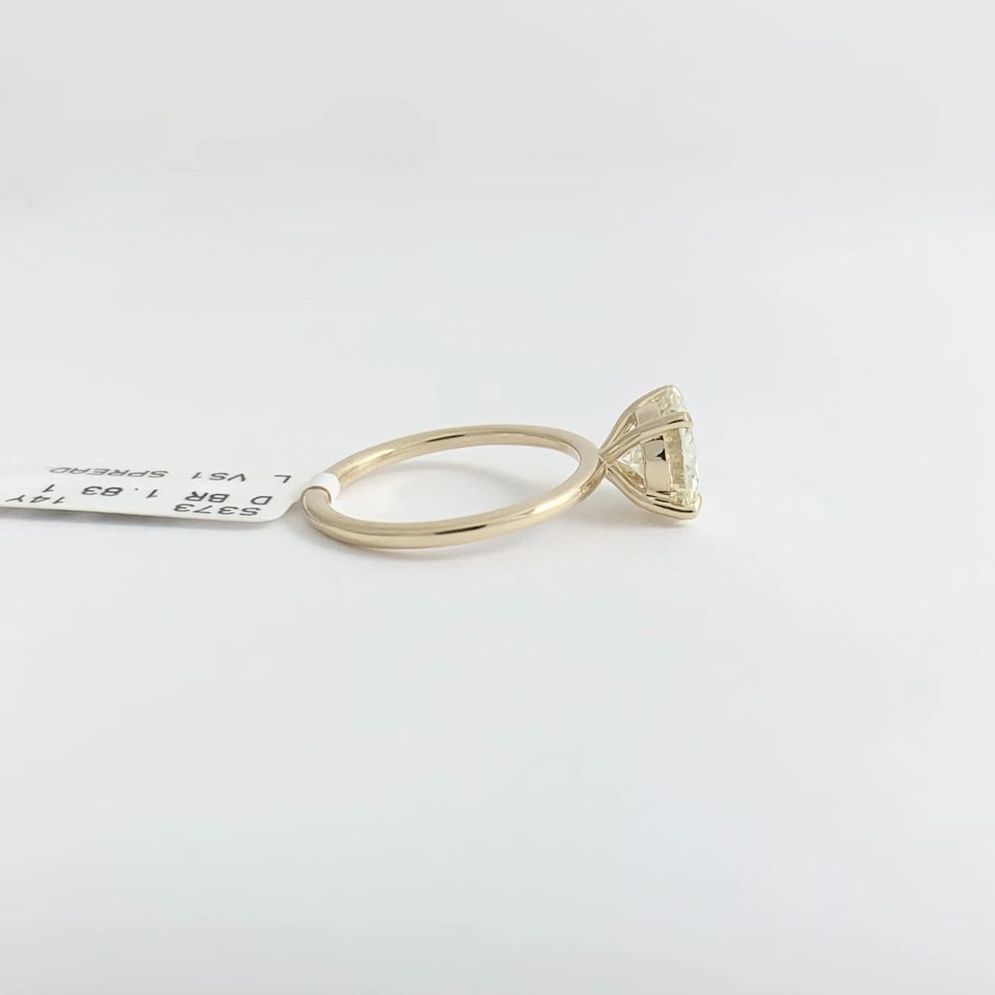 Round Solitaire Diamond Engagement Ring Thin Band 14K Yellow Gold 1.83 CT - 8