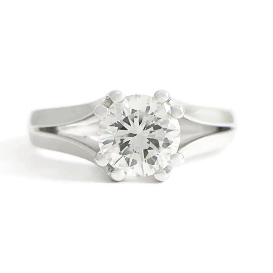 EGL Split Shank Round Solitaire Diamond Engagement Ring 14K White Gold 1.01 CT - 11