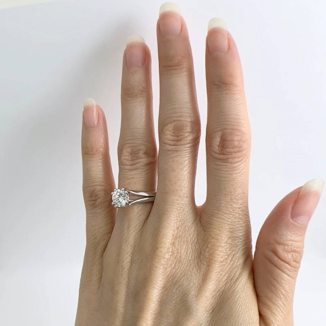 EGL Split Shank Round Solitaire Diamond Engagement Ring 14K White Gold 1.01 CT - 3