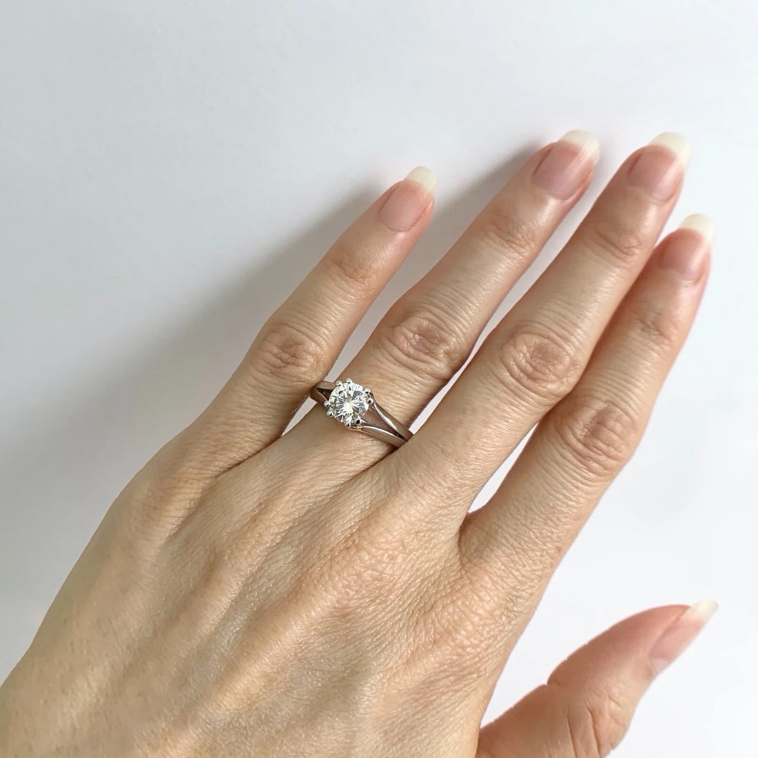 EGL Split Shank Round Solitaire Diamond Engagement Ring 14K White Gold 1.01 CT - 4