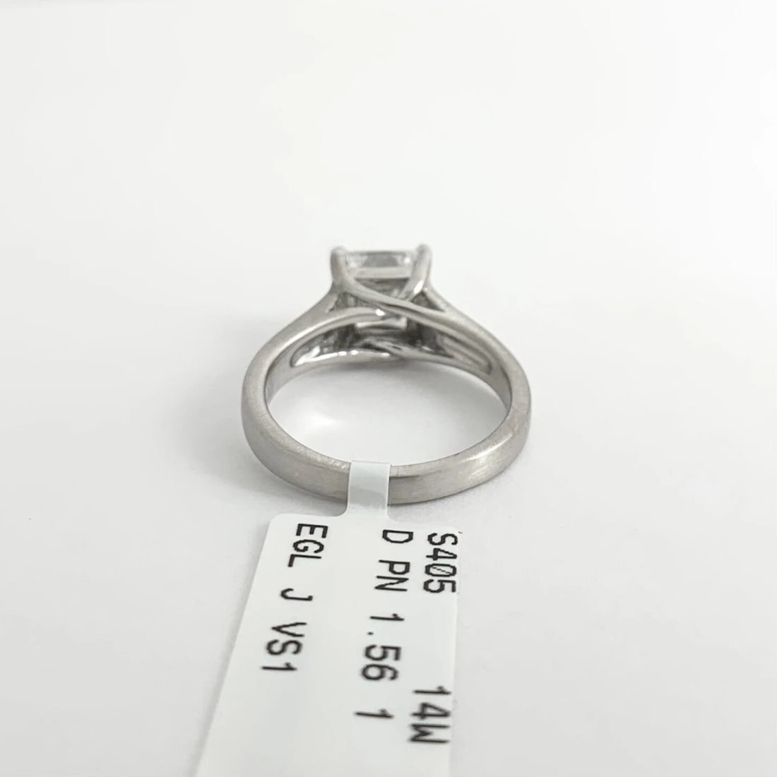 EGL Princess Solitaire Diamond Engagement Ring Wide Band 14K White Gold, 1.56 CT - 7