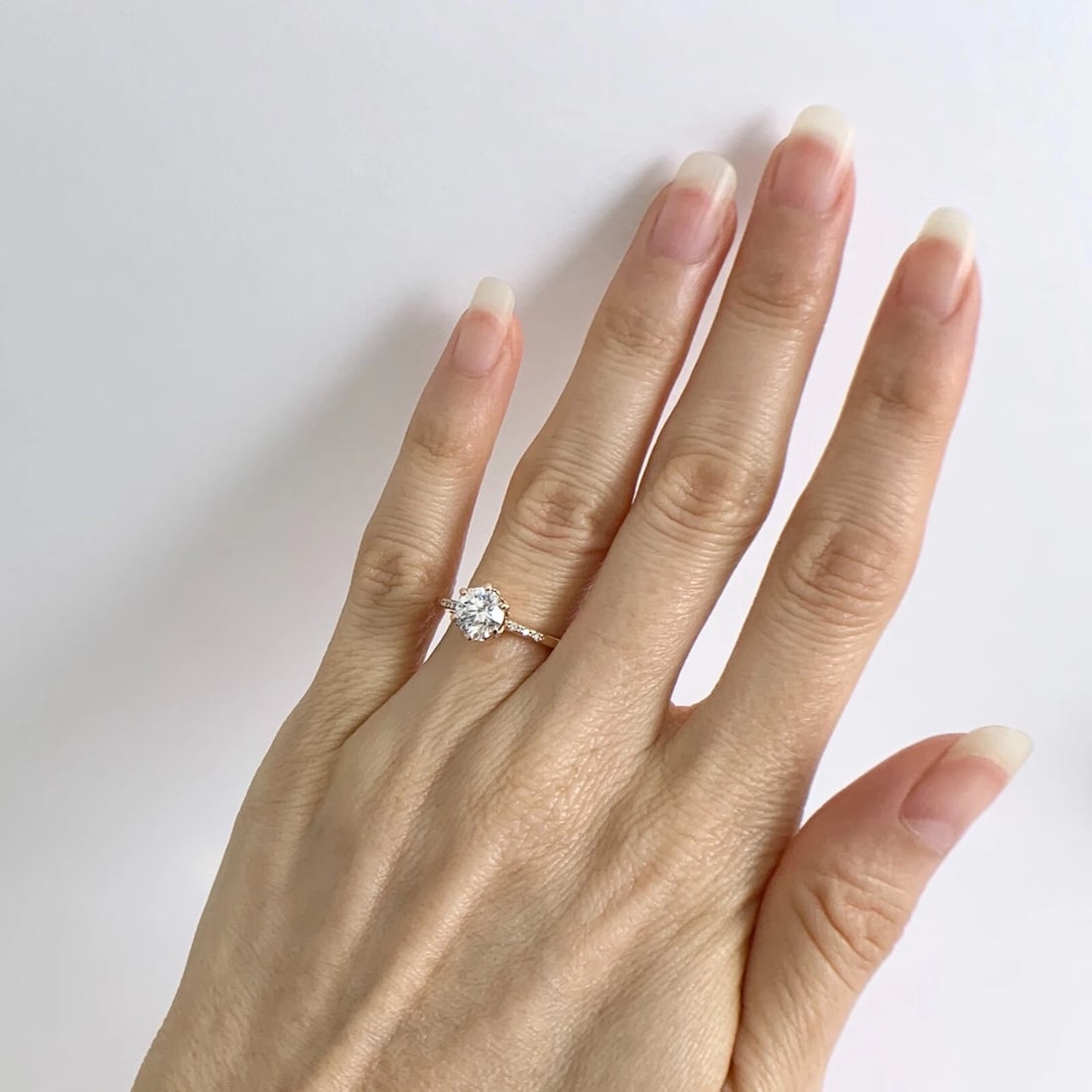 Round European Cut 6-Prong Diamond Engagement Ring 14K Pink Rose Gold 1.07 CTW - 4