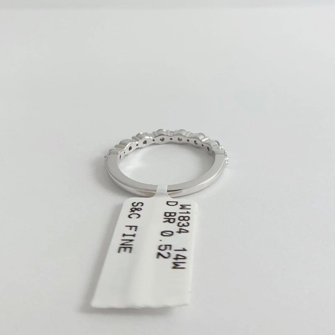 Big Small Round Diamond Wedding Band Anniversary Ring 14K White Gold, 2.35 Grams - 8