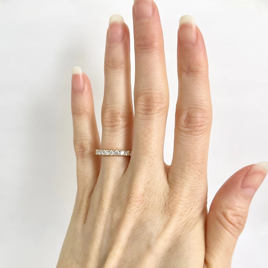 Round Diamond Wedding Band Anniversary Ring 14K Yellow Gold, .90 CTW - 2