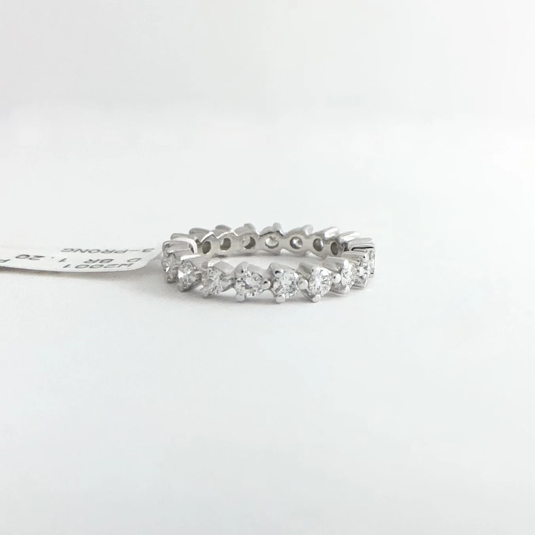 Round 3-Prong Diamond Eternity Wedding Band Ring Platinum, 1.20 CTW, Size 5.5 - 7