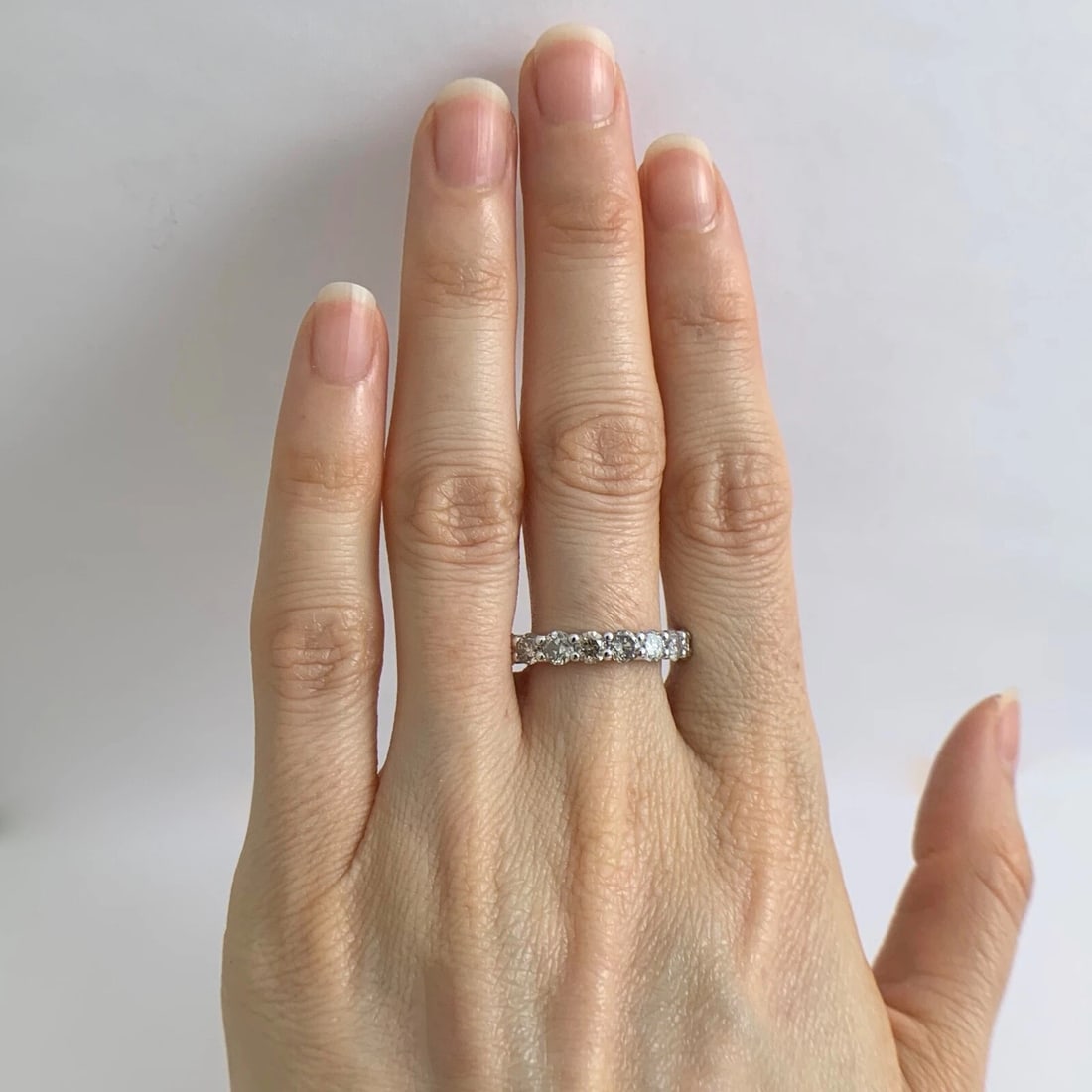 Round Diamond Eternity Ring Wedding Band 14K White Gold, 3.75 CTW, 4.17 Grams - 2