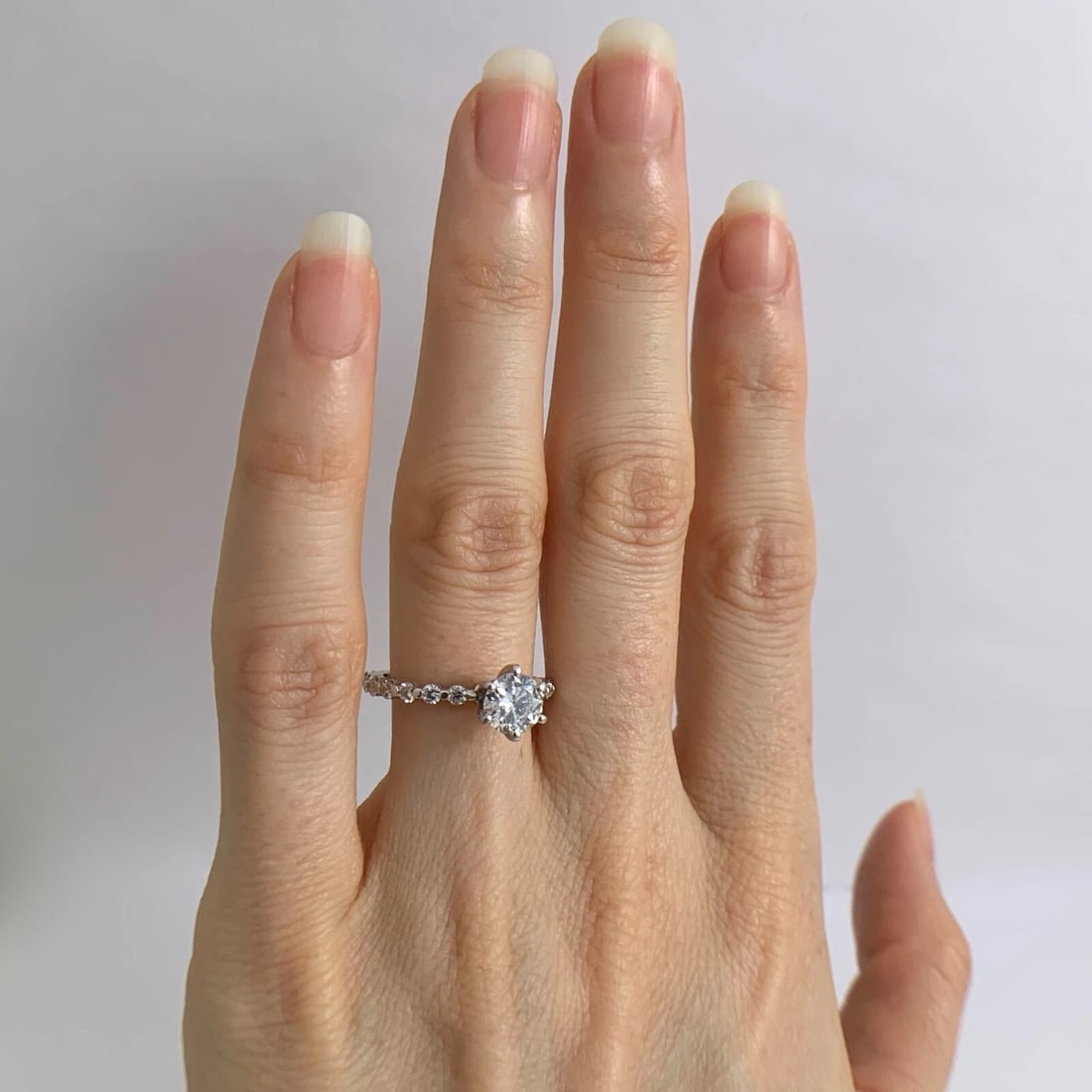 Round 6-Prong Diamond Engagement Ring 14K White Gold, 1.20 CTW, 2.16 Grams - 3