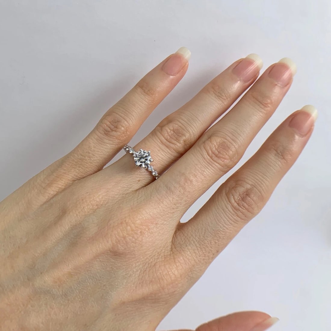 Round 6-Prong Diamond Engagement Ring 14K White Gold, 1.20 CTW, 2.16 Grams - 4