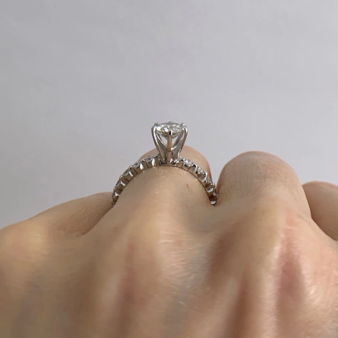 Round 6-Prong Diamond Engagement Ring 14K White Gold, 1.20 CTW, 2.16 Grams - 6