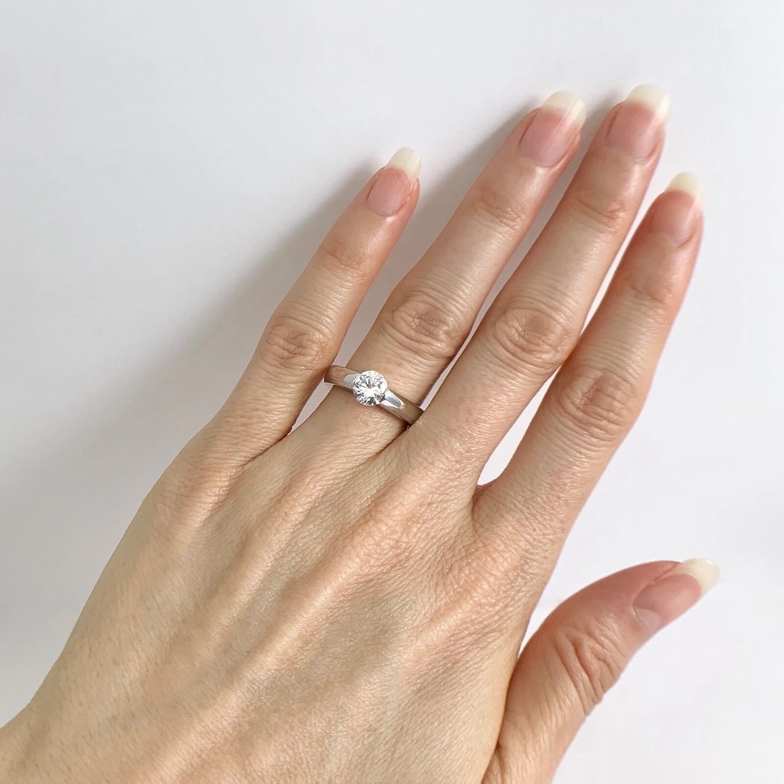 Certified Round Diamond Wide Tension Set Engagement Ring 14K White Gold .96 CT - 4