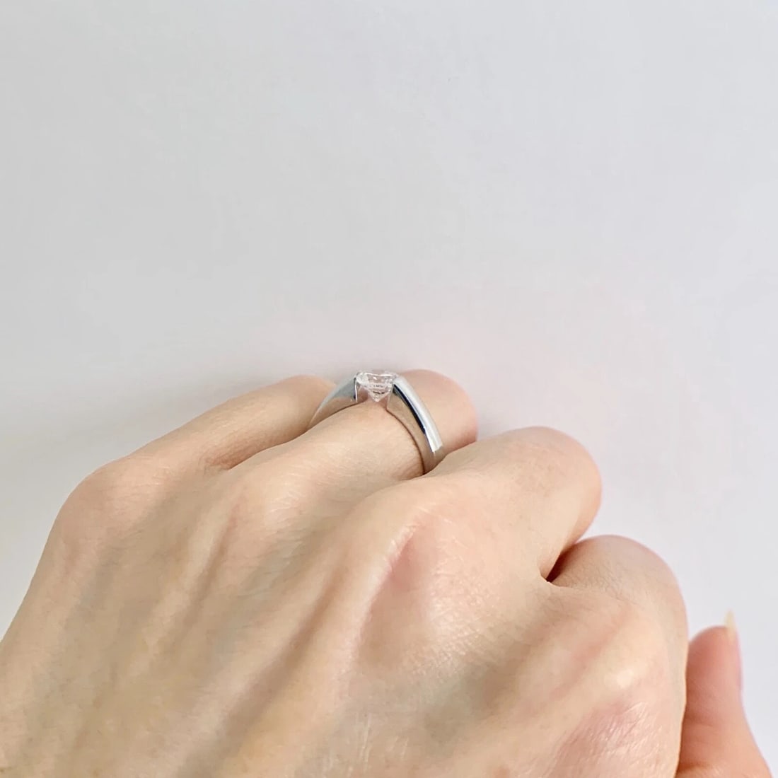 Certified Round Diamond Wide Tension Set Engagement Ring 14K White Gold .96 CT - 5