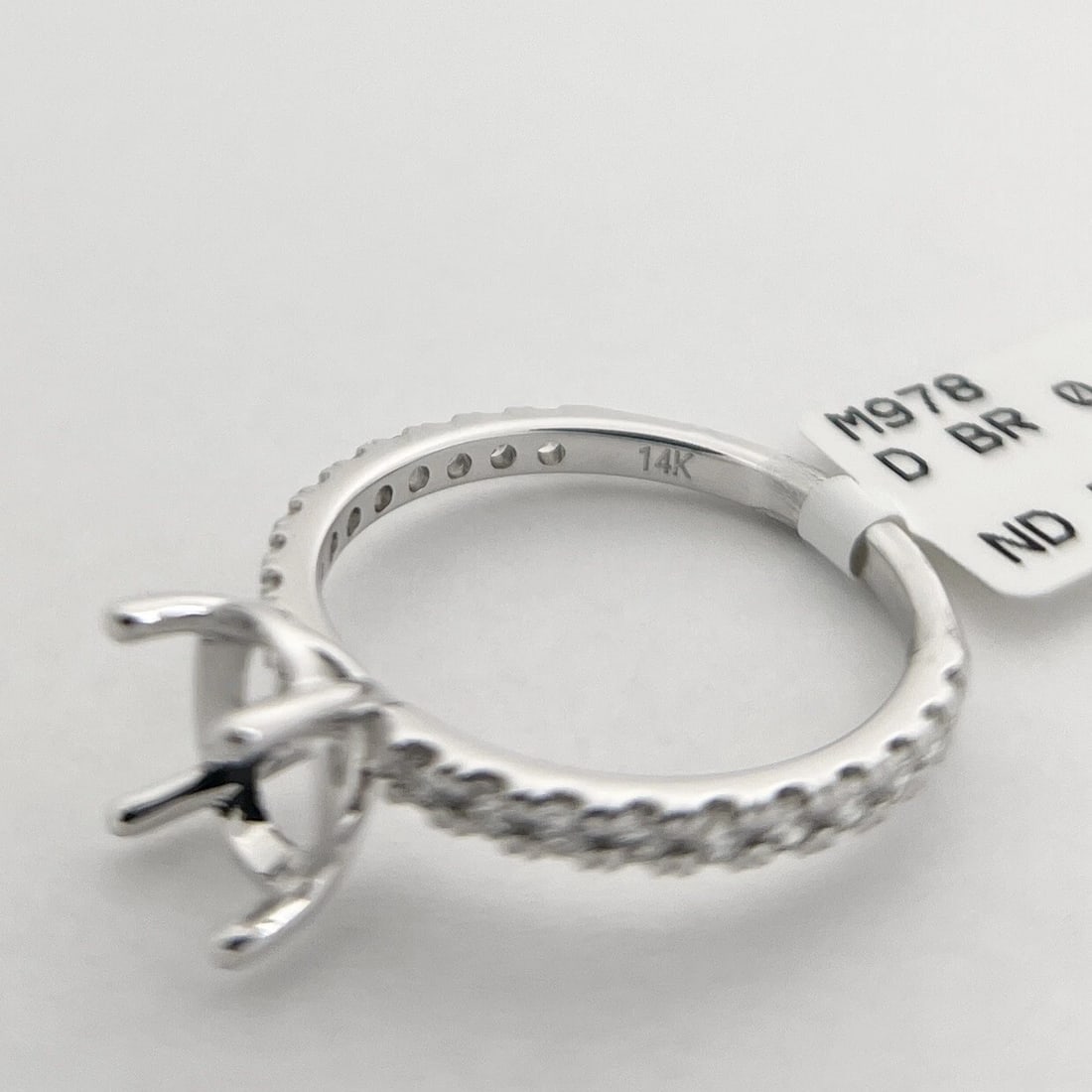 Oval Diamond Band Engagement Ring Setting Mounting 14K White Gold .35 CTW - 10