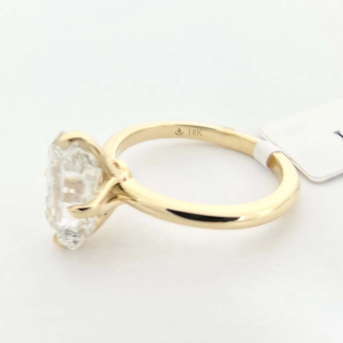 Emerald Cut Solitaire Lab-Created Diamond Engagement Ring 18 Yellow Gold 2.70 CT - 9