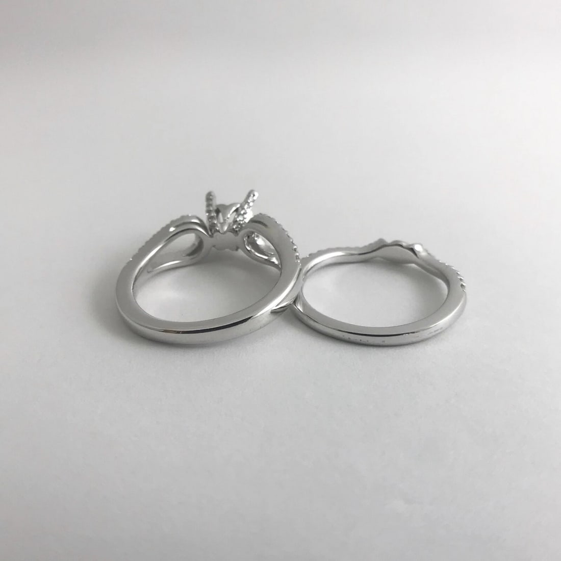 Diamond Engagement Ring Mounting Curved Band Set 14K White Gold .55 CTW, 7.07 Gr - 11