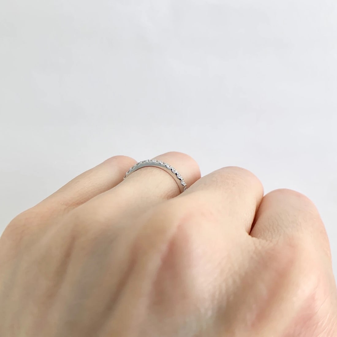 Thin Round Diamond Eternity Ring Wedding Band 14K White Gold, .60 CTW, 1.9 mm - 5