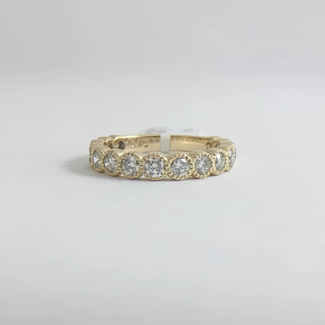 Milgrain Bezel Round Diamond Wedding Band Ring 14K Yellow Gold 1.20 CTW, 3.33 Gr - 6