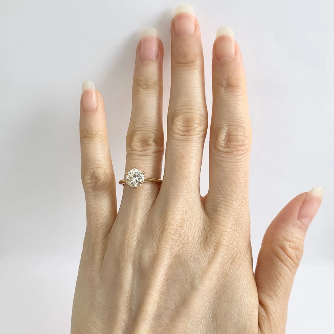 Round Champagne Diamond Solitaire Engagement Ring 14K Yellow Gold 1.51 CT - 2