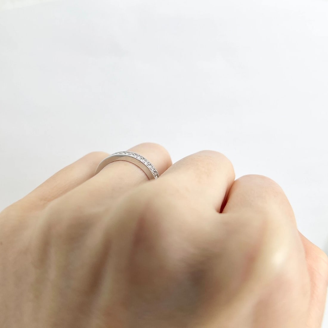 Round Diamond Milgrain Eternity Ring Wedding Band 14K White Gold, 1.15 CTW, Sz 6 - 5