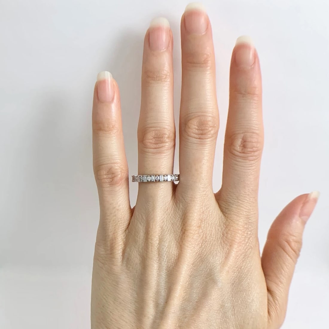 Multishape Diamond Eternity Ring Wedding Band 14K White Gold, Size 5.5, 1.00 CTW - 2