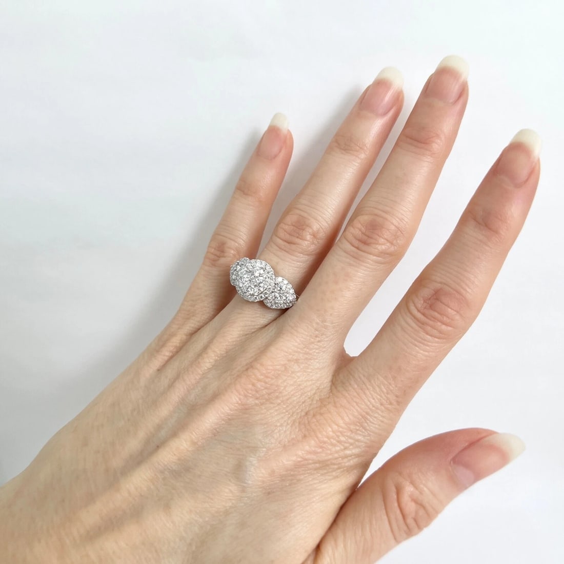 Pave Diamond Round Halo Cluster Engagement Ring 18K White Gold, 1.62 CTW - 5