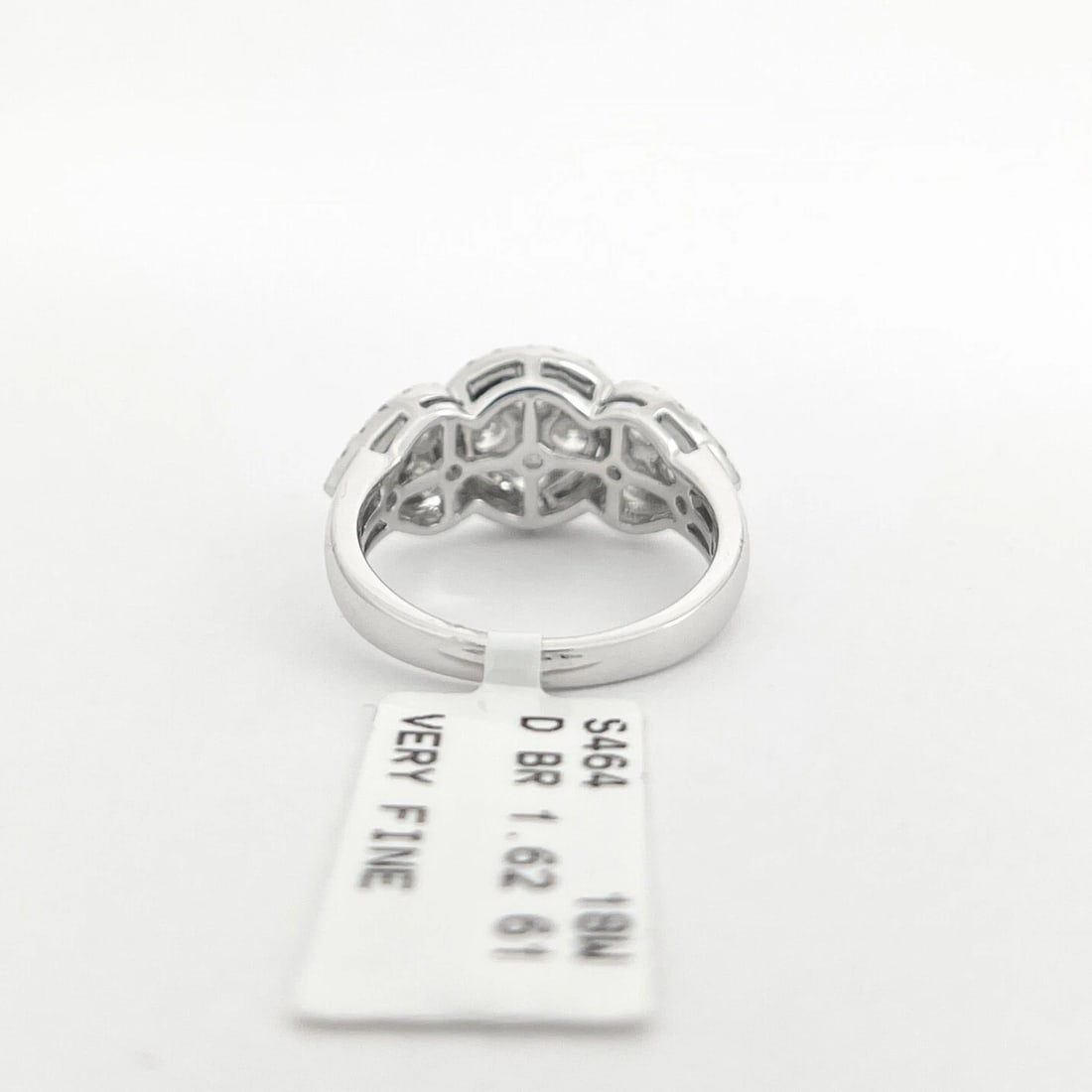 Pave Diamond Round Halo Cluster Engagement Ring 18K White Gold, 1.62 CTW - 8