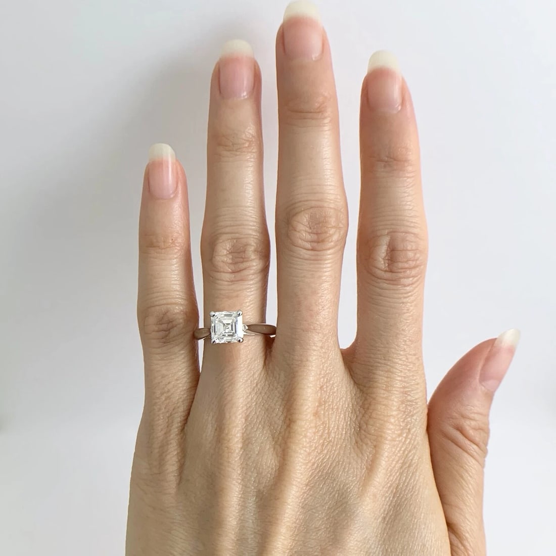 Asscher Solitaire Diamond Engagement Ring 14K White Gold 1.76 CT - 2