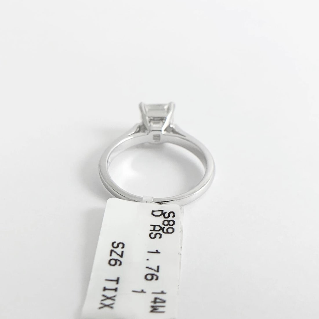 Asscher Solitaire Diamond Engagement Ring 14K White Gold 1.76 CT - 8