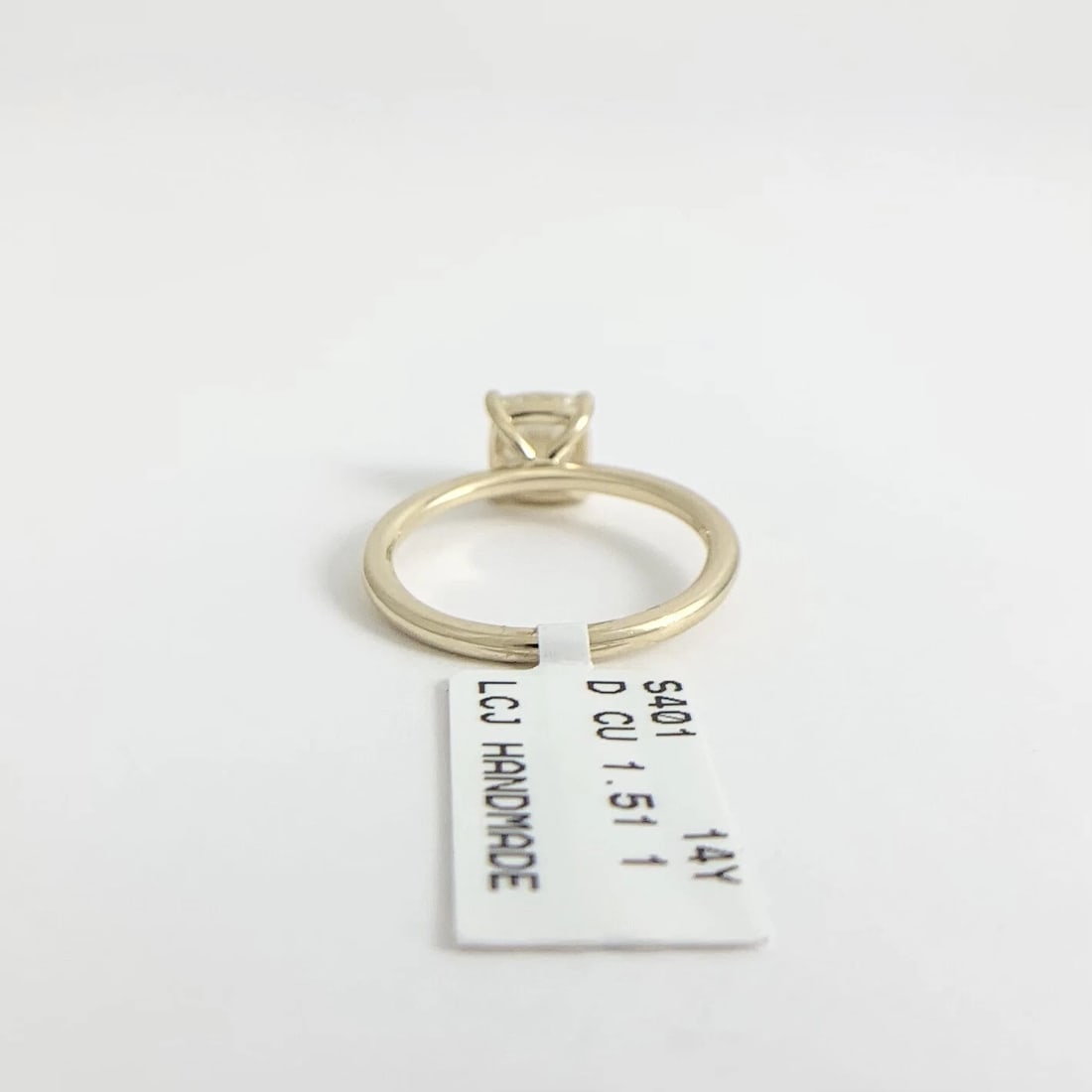 Light Yellow Cushion Solitaire Diamond Engagement Ring 14K Yellow Gold, 1.51 CT - 8