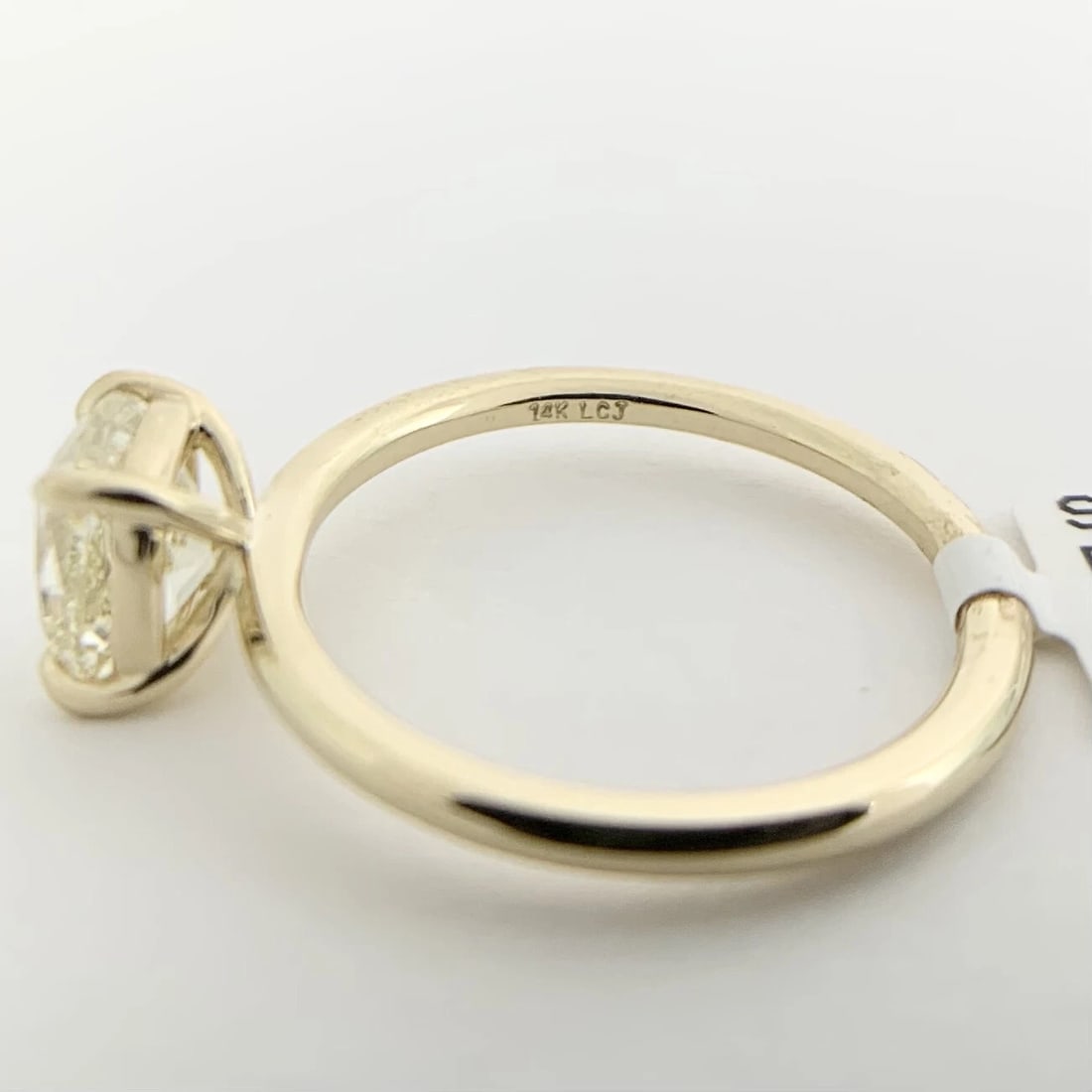 Light Yellow Cushion Solitaire Diamond Engagement Ring 14K Yellow Gold, 1.51 CT - 9