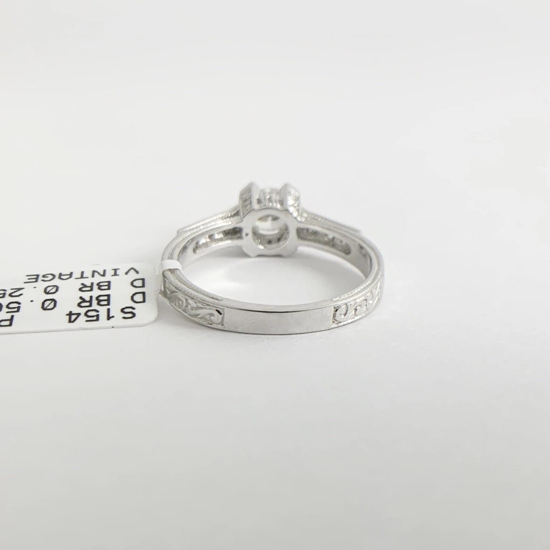 Round Diamond Milgrain Pave Textured Engagement Ring Platinum .75 CTW - 9