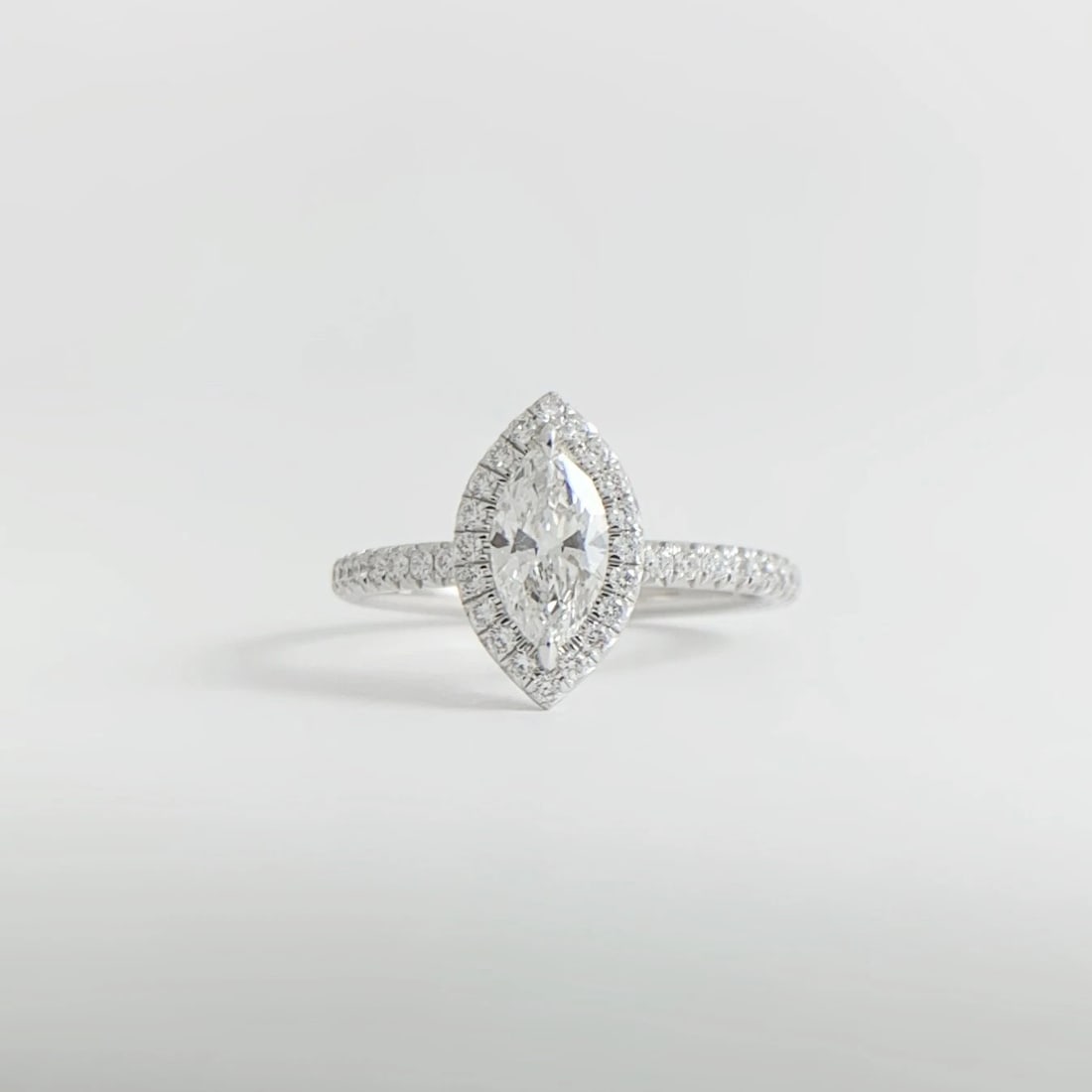 GIA Marquise Halo Diamond Engagement Ring 14K White Gold .77 CTW - 7