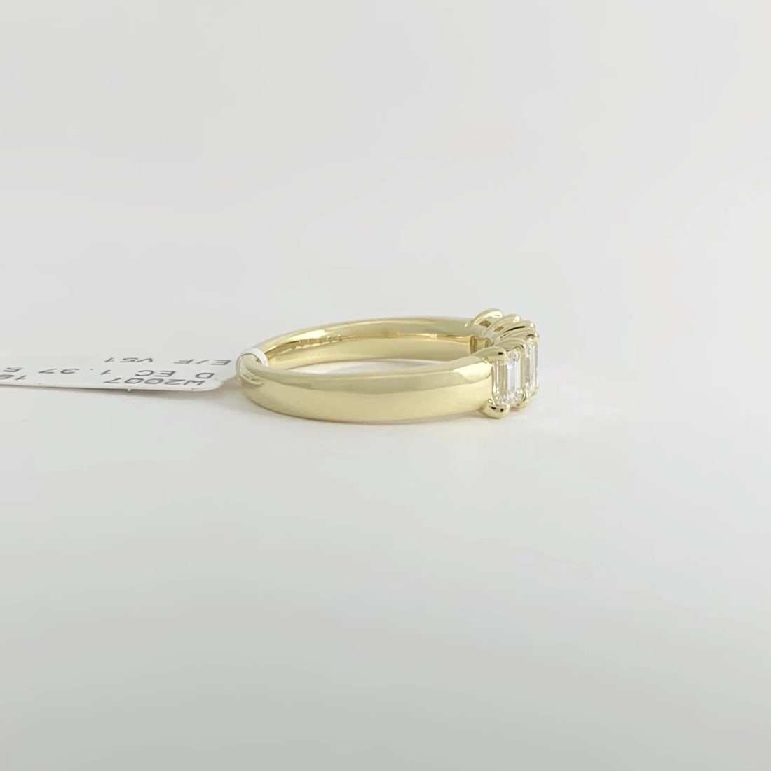 5-Stone Emerald Cut Diamond Wedding Band Ring 18K Yellow Gold, 1.37 CTW - 7