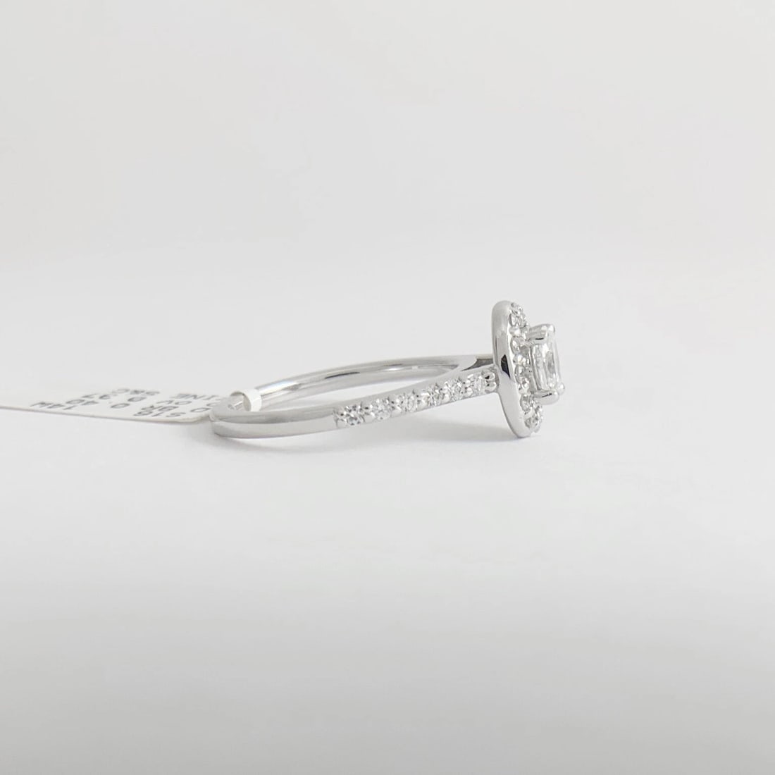 Oval Halo Thin Band Diamond Engagement Ring 14K White Gold .77 CTW - 7