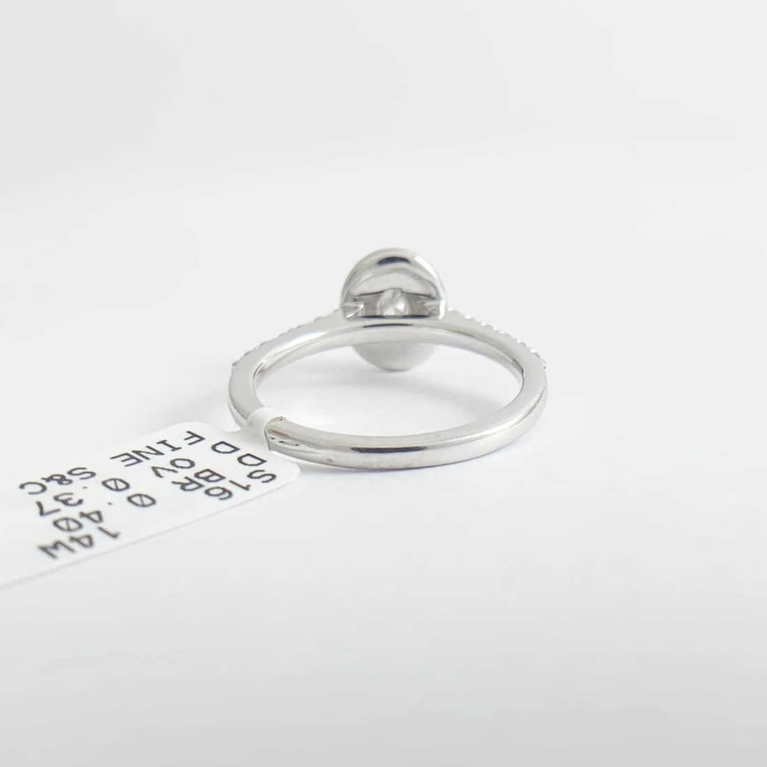 Oval Halo Thin Band Diamond Engagement Ring 14K White Gold .77 CTW - 8