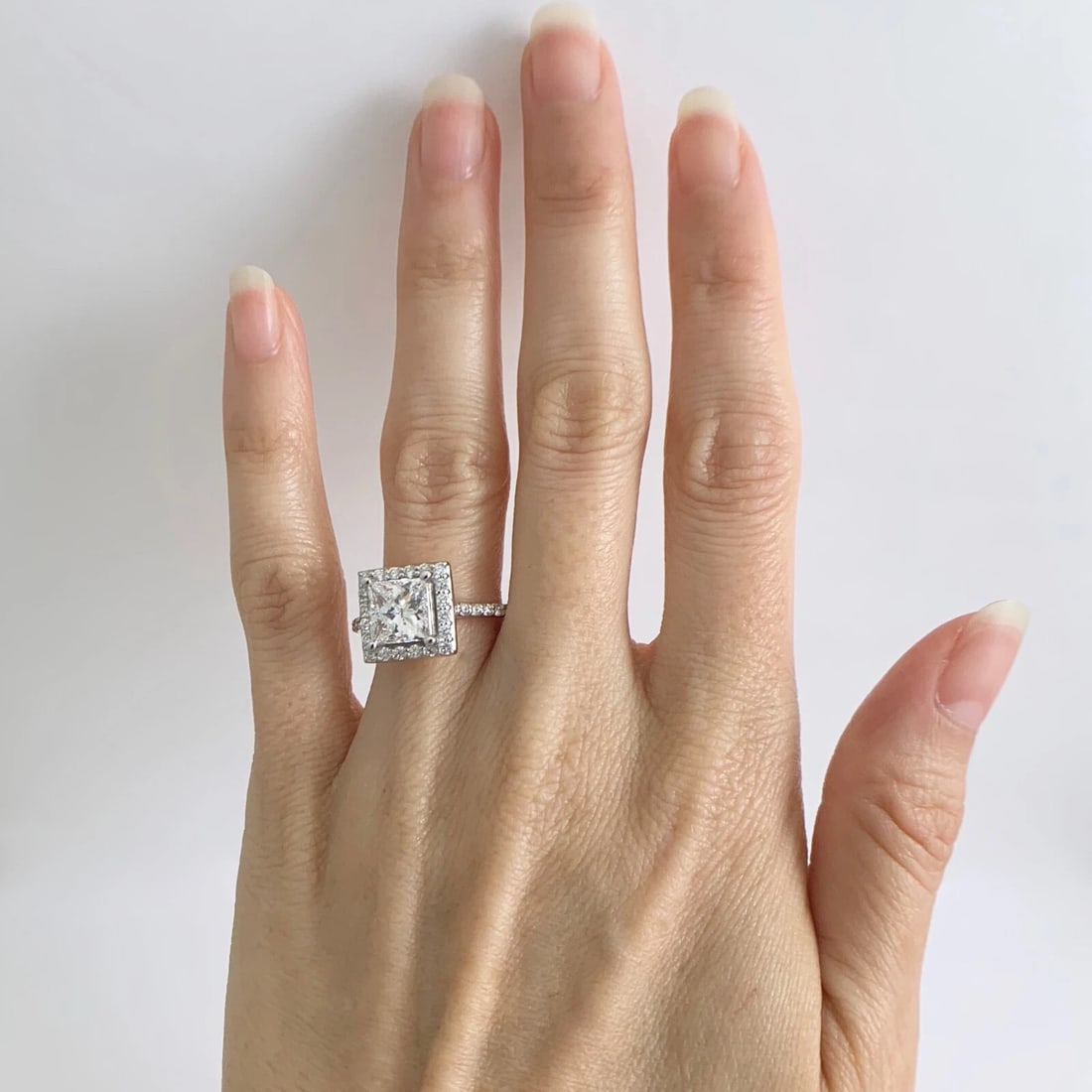 GIA Square Halo Princess Diamond Engagement Ring 18K White Gold 2.46 CTW - 3